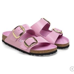 NWT BIRKENSTOCK Arizona Big Buckle Patent, High Shine Fondant Pink, size 37N